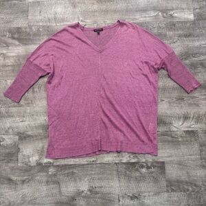 Eileen Fisher Linen V neck Primrose Purple Delave Knit Box Top Womens Sz. S